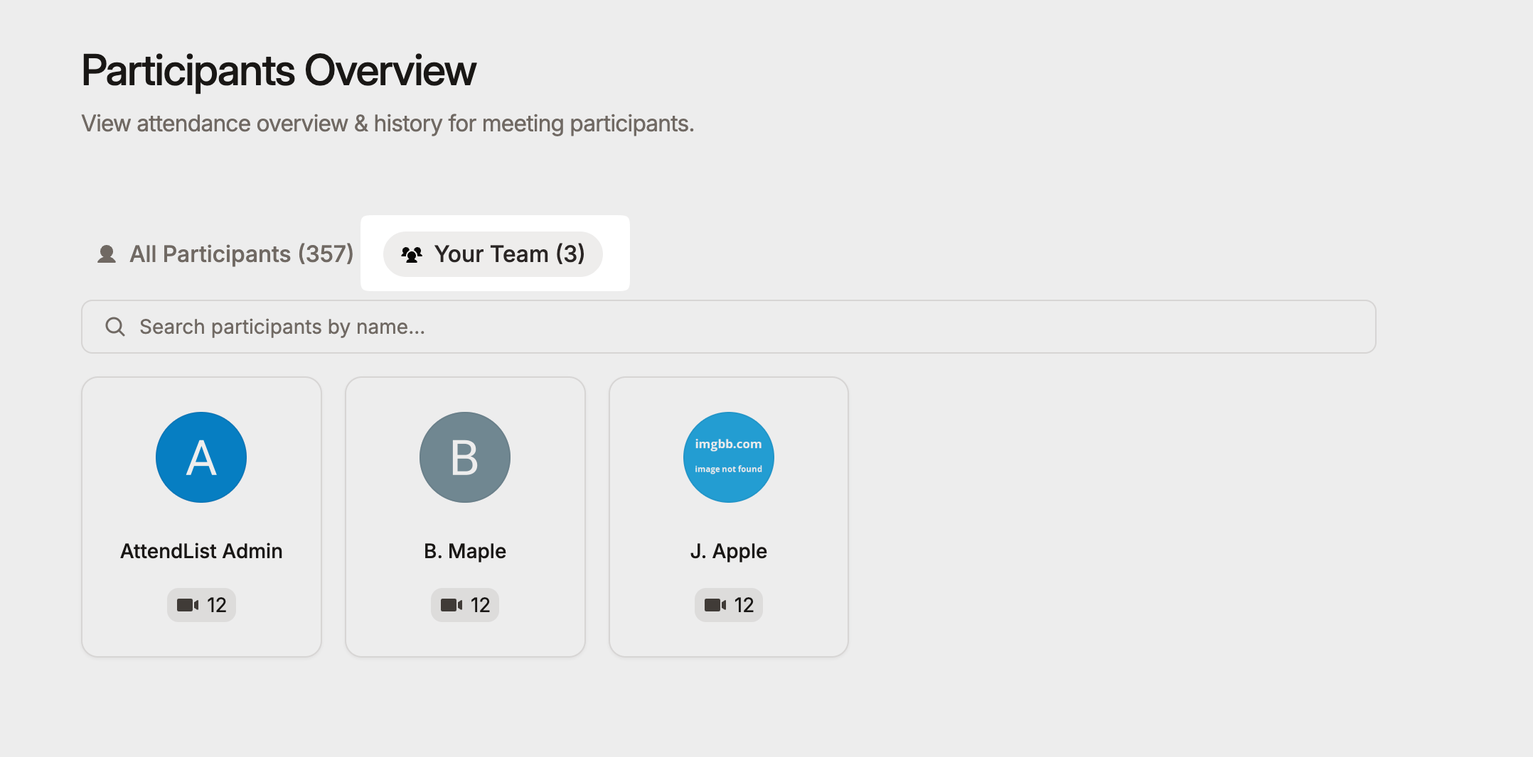 The Participants Overview now has a 'Your Team' tab, showing only people who are members of your organization.
