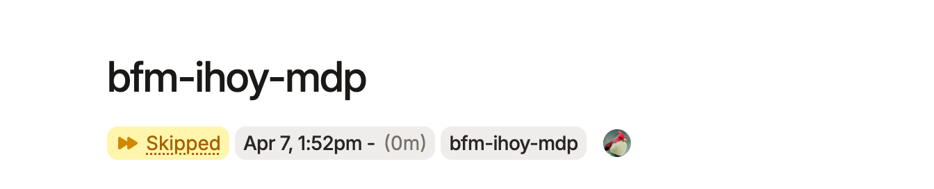 A meeting that was skipped because its title didn't match any required terms.