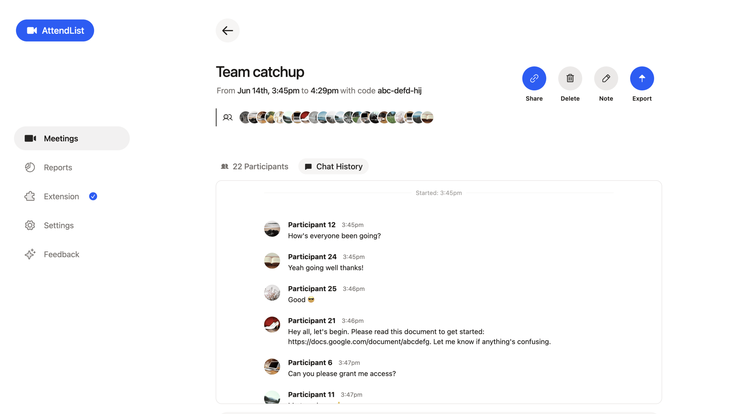 Our Google Meet attendance tracker, AttendList, is the best attendance tracker for Google Meet. Seamlessly record attendance, then view a detailed attendance report after your meeting.